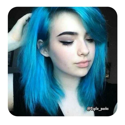wanita muda, rambut biru, warna rambutnya biru, rambut biru pendek, gadis dengan rambut biru