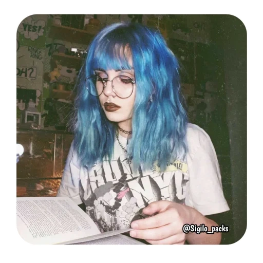 синие волосы, цвет волос синий, синие волосы каре, короткие синие волосы, leda muir синие волосы