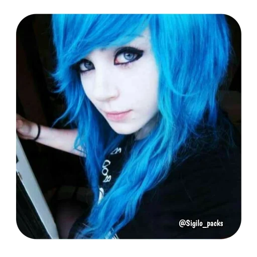 wanita muda, gadis emo, gadis biru haired, emo dengan rambut biru, gadis dengan rambut biru