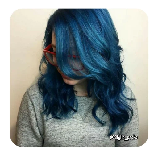 cabello azul, color azul, color de cabello negro y azul, teñido azul, teñido azul