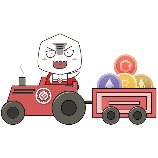 tracteur katunk, tracteur katunk, tracteur dessin animé, dessins animés pour enfants de machine à écrire, vue latérale du tracteur de type chariot