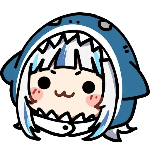 gura, anime, akulko chan, girl shark anime