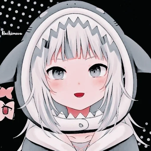 anime neko, hololive gawr, motifs d'anime, personnages d'anime, anime de mégalodon céleste