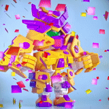 immagine dello schermo, confetti, cinema 4d voronoi, transformers degli uccelli arrabbiati menacor, devastatore di trasformatori di uccelli arrabbiati