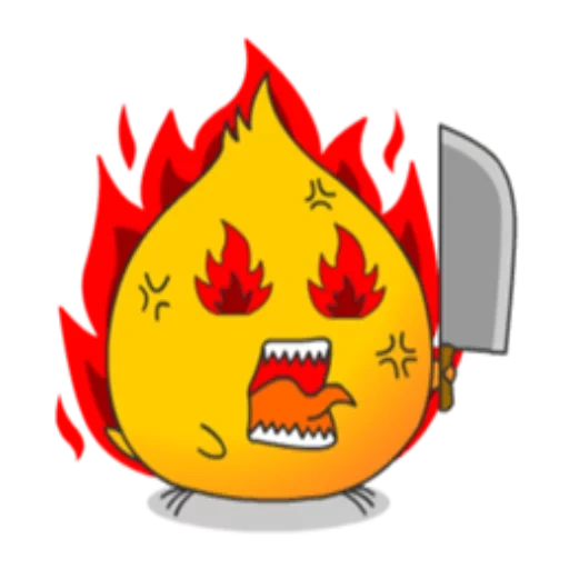 anime, smiley steht in flammen, ein schreckliches feuer, brennen smiley, cartoon feuer