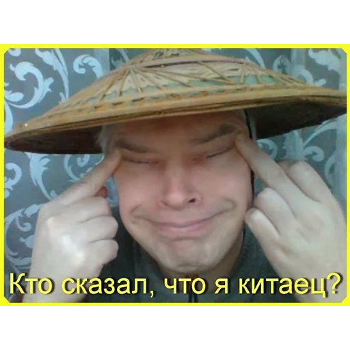 cara, o masculino, homens, gennady gorin, chapéu chinês com um meme