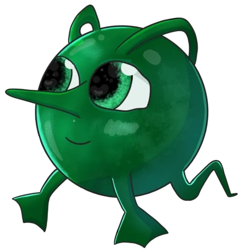 un giocattolo, animato, microbo malvagio, alieno verde