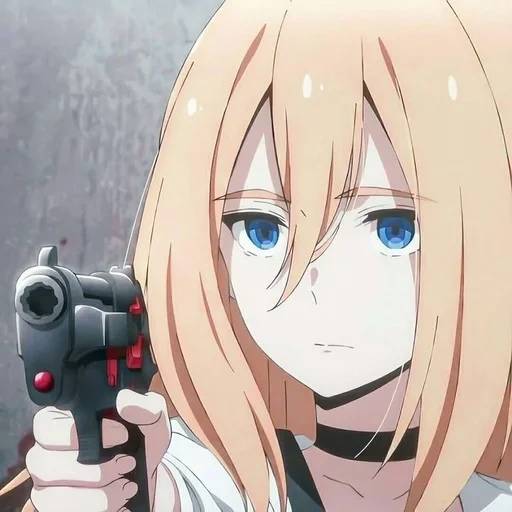 anime girl, rachel gardner, karakter anime, anime berdarah malaikat, pistol rachel gardner