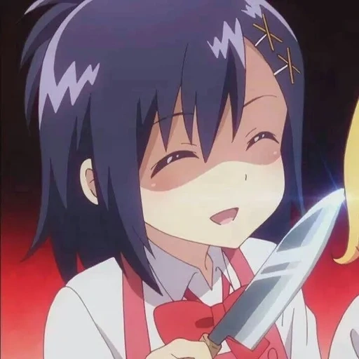 tian mit einem messer, dropout anime, anime charaktere, gabriel dropout anime, anime gabriel wirft die schule