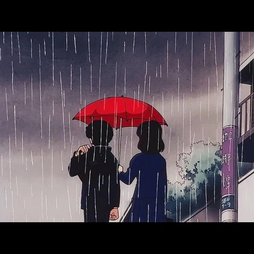 figura, anime rain, chuva de anime, chuva estética anime, capa type beat sad