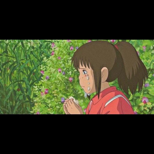 рисунок, studio ghibli, унесенные призраками тихиро, унесённые призраками тихиро плачет, studio ghibli унесенные призраками