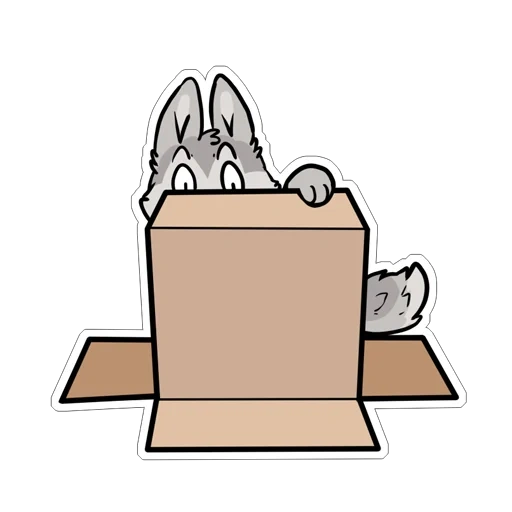 dibujo de caja de gato, dibujo de caja de corgi, colorear un conejo de una caja, fox in the box coloring children, preposiciones preposiciones
