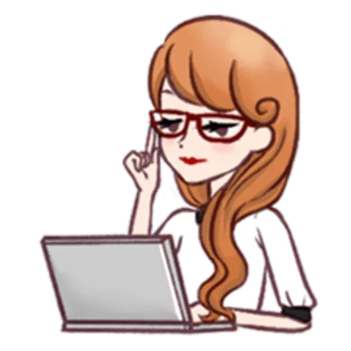 jeune femme, clavier, face emoji, illustration