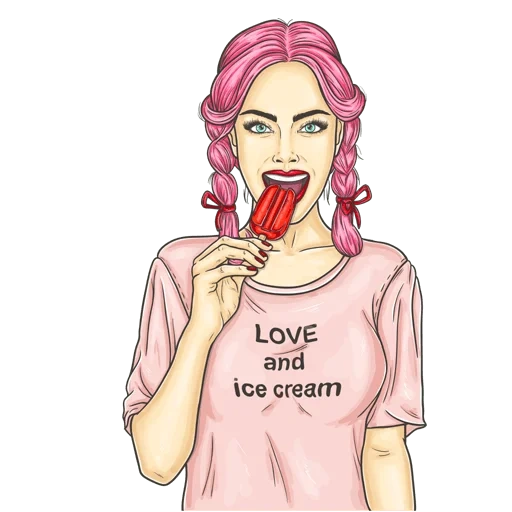 девушка, ice cream, eat ice cream, девушка мороженым арт, девочка ест мороженое иллюстрация
