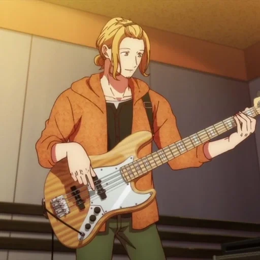 manusia, seni anime, kebaruan anime, karakter anime, haruki diberikan oleh gitar