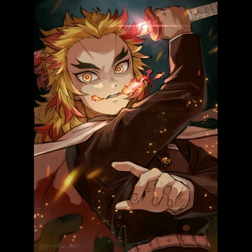 le meilleur anime, personnages d'anime, rengoku kyojuro, rengoku kedzhira, anime des personnages d'art