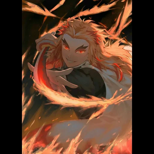 la spada di rengoku, rengoku kyojiro, rengoku kyojuro, demoni kyojuro che scaricano lama, blade rengoku kyojuro che scarica i demoni hd