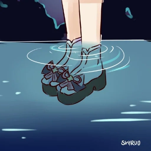 ноги, anime, аниме идеи, грустные аниме, аниме ноги воде