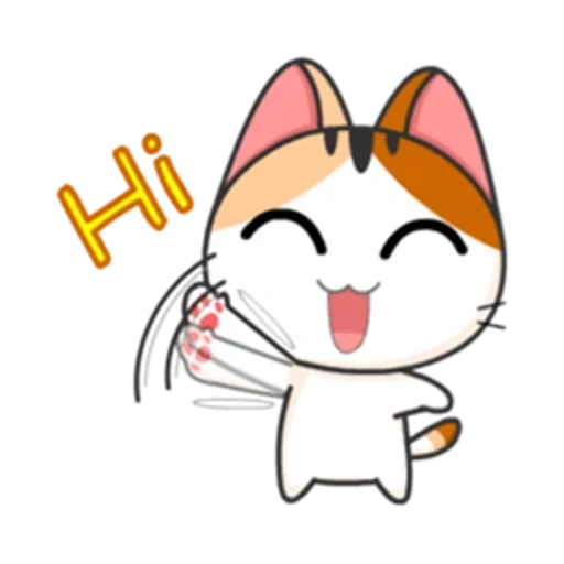 кот японский, meow animated, японские котики, японская кошечка, наклейки японские котики