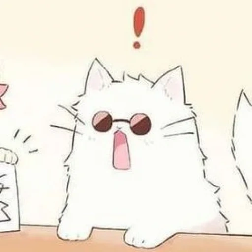 gato, cat frown, animação engraçada, gatos de anime bocejam, padrão de anime bonito