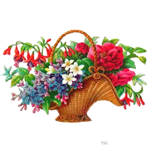 flowers basket, flower basket, basket with flowers, basket with flowers, basket with children's flowers