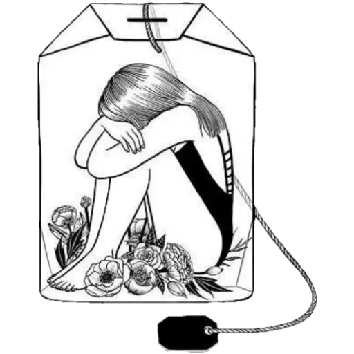 icona nome henn, mappa della depressione, motivi in bianco e nero, illustrazioni di han kim, depressione ld picture