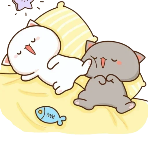 gatos kawaii, kitty chibi kawaii, dibujos de lindos gatos, kawaii gatos una pareja, kawai chibi cats love