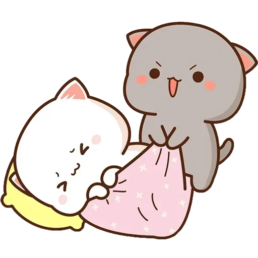 lindos dibujos de kawaii, chibi kawaii gatos, mochi mochi durazno gato, encantadores gatos kawaii, kawaii cats love
