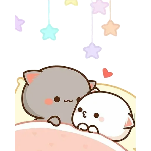 katiki kavai, dear drawings are cute, lovely kawaii cats, kawaii cats a couple, kawai chibi cats love