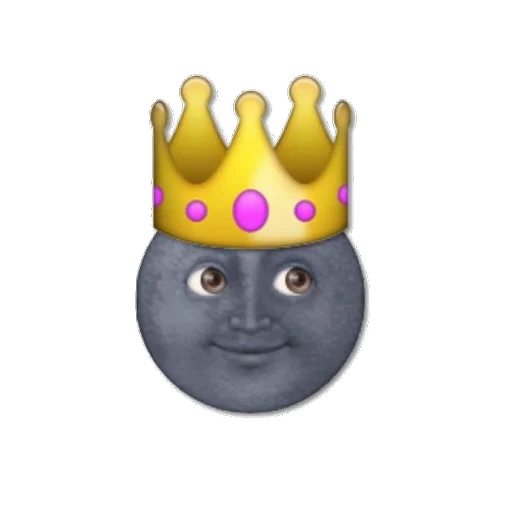 emoticône de la lune, expression de lune noire, couronne iphone émoticône, smiley crown head