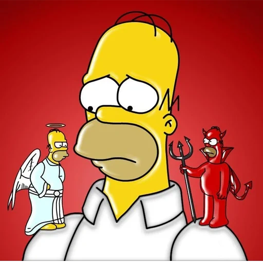 homero, los simpsons, homero simpson, homer angel demon, homer angel demon shoulders