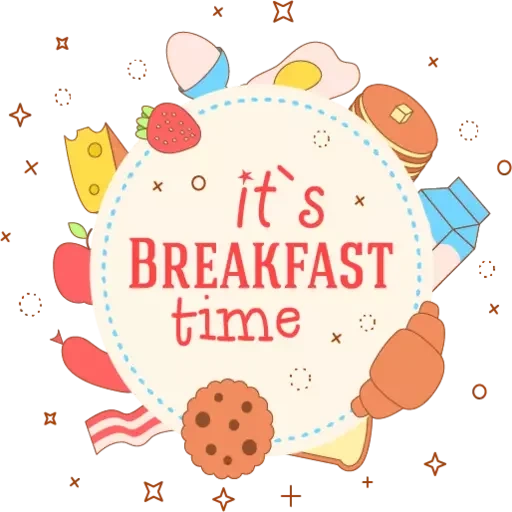 pâques, petit-déjeuner, illustration, texte en anglais, illustrations vectorielles