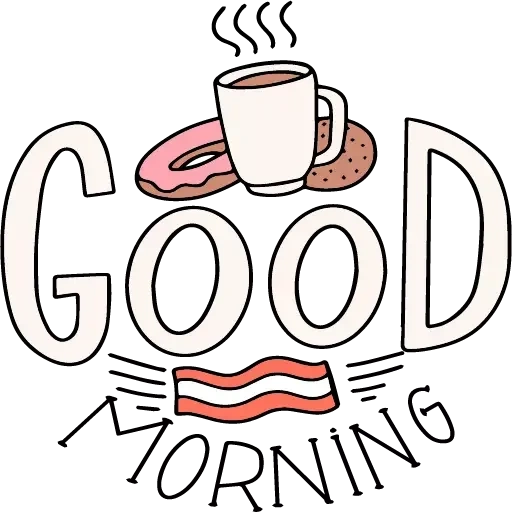 bonjour, bonjour, tasse à café, good morning logo, good morning style inscriptions