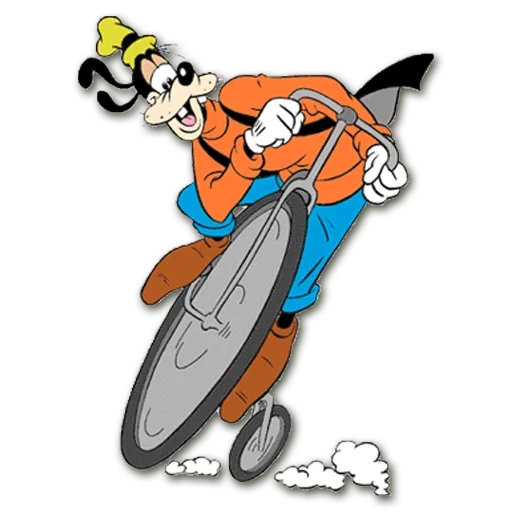 donald duck, gufi bicycle, mickey mouse 1999, goofy bike, goofi is a transparent background