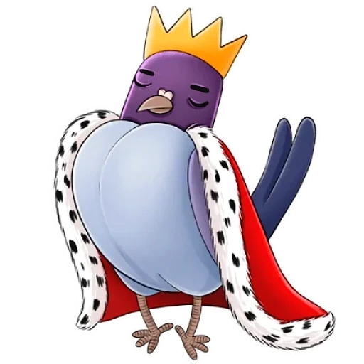 pigeon, dove is approx, cartoon king, fictional character