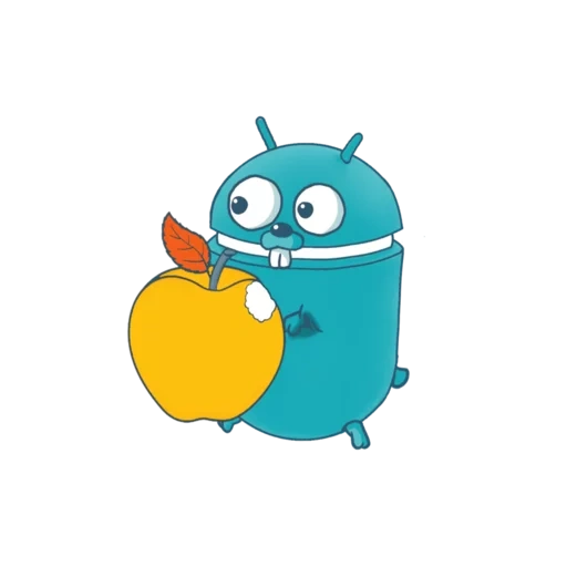divertente, cartoon di mele e verdure, robot jelly bean, linguaggio di programmazione go, logo del linguaggio di programmazione pl/1