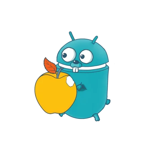 drôle, cartoon de légumes aux pommes, robot jelly bean, langage de programmation go, logo du langage de programmation pl/1