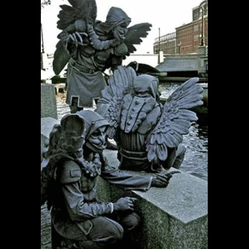 статуя, скульптура, горгулья гарпия, ангел воин статуя, ангел солдат скульптура