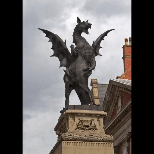 гаргулья, статуя дракона, статуя дракона здании, статуя дракона лондоне, статуя дракона темпл бар