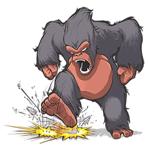 gorille, m gorilla, le gorille est cartoony, dessin animé de gorille mal