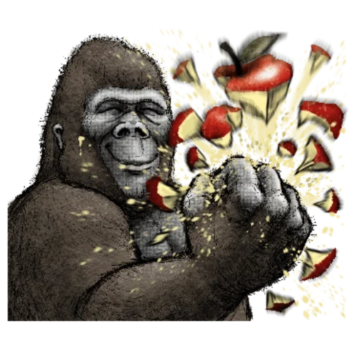 gorille, gorilla art, croquis de gorille, gorille de rage, dessin de gorille