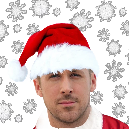 male, new year's hat, santa claus hat, new year's ryan gosling