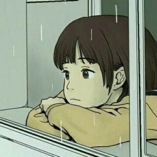 аниме, рисунок, тянка аниме, грустные аниме, аниме девочка у окна