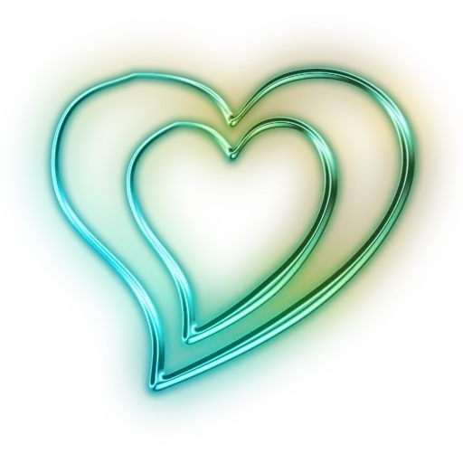 сердца, зеленое сердце, цветное сердце, неоновое сердце фотошопа, неоновое сердце прозрачном фоне