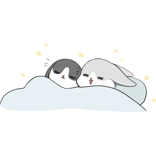 lapin machiko, pak machiko rabbit, pingouin mignon endormi, pingouins mignon anime, dessins étreintes mignons