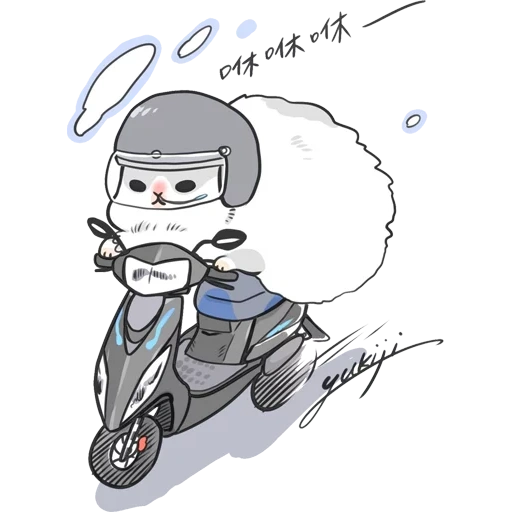 anime, sepeda motor, sepeda skuter, sepeda motor panda, pengendara kartun
