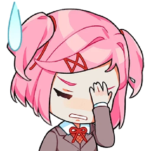 natsuki ddlc, docas de natsuki, ddlc chibi natsuki, natsuki docks chibi