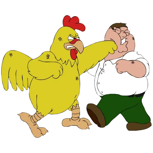 peter griffin, gryffins rooster ernie, peter gryffin contre rooster, gryffins peter contre rooster, peter gryffin contre rooster ernie