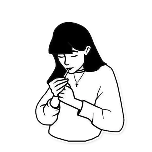 gestos, imagen, humano, gestos japoneses, dibujo de niña fumadora