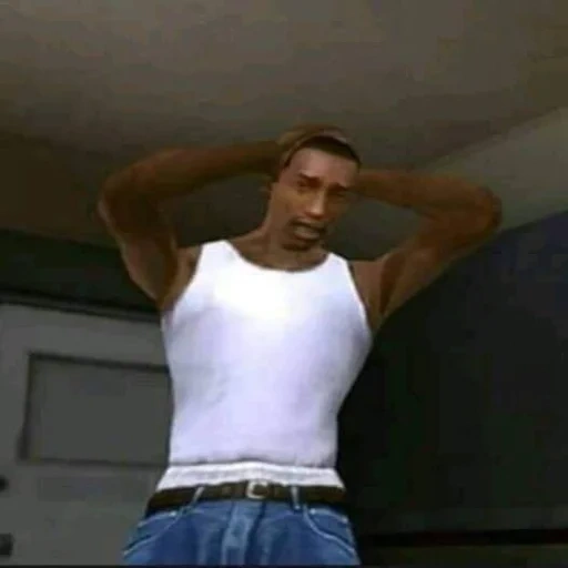 meme pfp, modulo superiore, senza maschera, carl johnson, carl johnson c.j tiene la testa